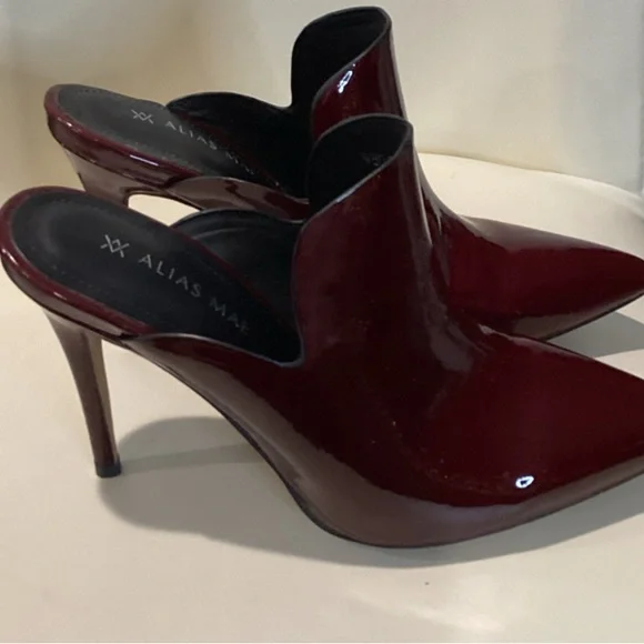 Alias Mae Glossy Burgundy Mules - Picture 2 of 4